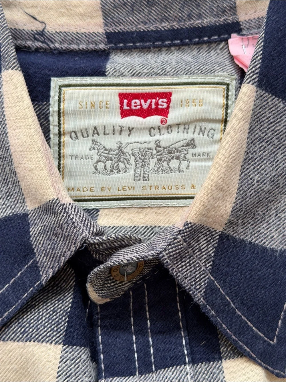 Levi's Navy and White Buffalo Check Button-Down Shirt